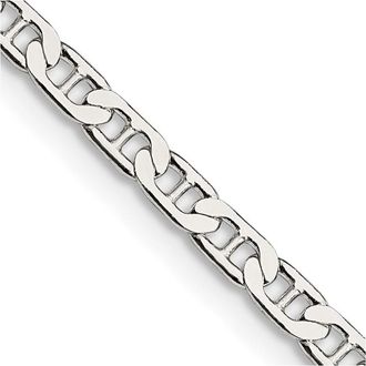 Diamond2Deal Sterling Silver 3mm Flat Anchor Chain Necklace