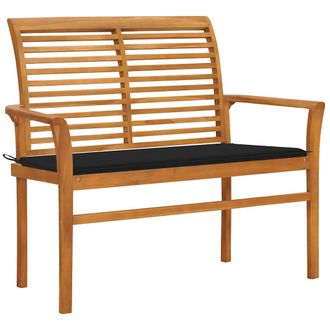 vidaXL Vidaxl - Banco De Jard&iacute;n Madera Maciza De Teca Con Coj&iacute;n Negro 112 Cm
