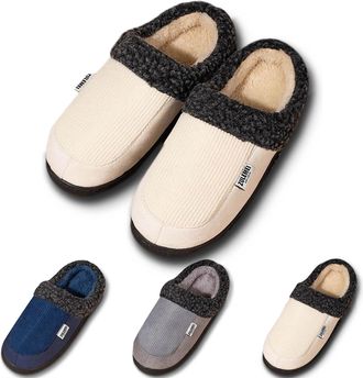 Generic Slippers Men Comfy Handmade Stitch Microsuede Slip on Felt Mule Indoor Solid Color Cozy Winter Slippers for Women Anti-Slip Rubber Soles Womens Couple