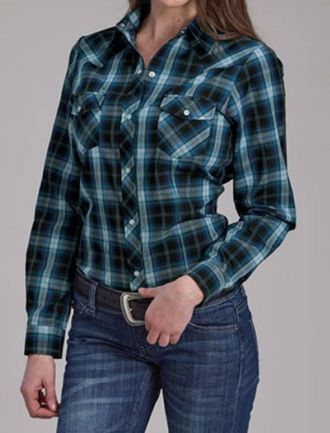 Roper Womens Window Plain Shirt In Blue