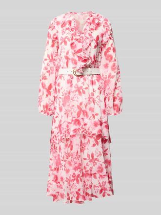 Zabaione Midikleid mit Volants Modell Scarlet in Pink, Gr&ouml;&szlig;e XXL