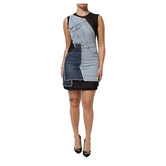 Dolce & Gabbana Mini abito a tubino in nylon patchwork di jeans - - Dresses - Donna - Blu - S