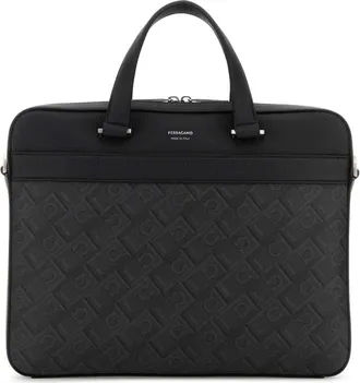 Ferragamo Laptop Bags & Cases, male, Multicolor, Size: ONE SIZE Printed Canvas Briefcase