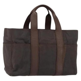 Herm&egrave;s Pre-owned Vintage Nylon Handtas - Dames - Vintage Shopper - Bruin - ONE Size - Nylon - Vintage