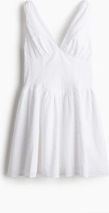 H&M Ausgestelltes Baumwollkleid - White