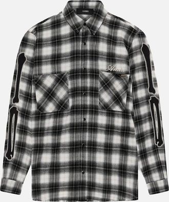 Amiri Mens Bones Flannel Overshirt Black - Size: 38/Regular
