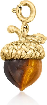 Ross-Simons Tiger Eye Acorn Charm in 18kt Gold Over Sterling