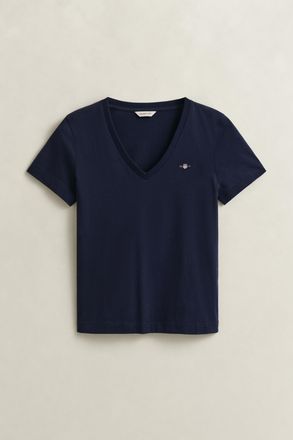GANT Women Shield V-Neck T-Shirt (XXXL) EVENING BLUE