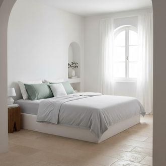Colch&oacute;n Morfeo Juego de s&aacute;banas percal algod&oacute;n org&aacute;nico gris, cama 160
