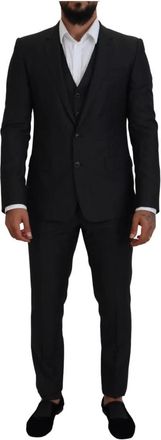 Dolce & Gabbana Grijze Martini 3-delig Slim Fit Pak - Heren - Business pakken - Grijs - L - Kostuums
