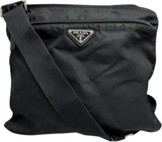 Prada Pre-owned Cross Body Bags, female, Black, Size: ONE SIZE Pre-owned Tessuto Nylon Shoulder Bag