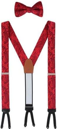 Trafalgar Store Banbury Tone on Tone Paisley Silk Suspenders (Braces) and Bow Tie Set in Red at Nordstrom