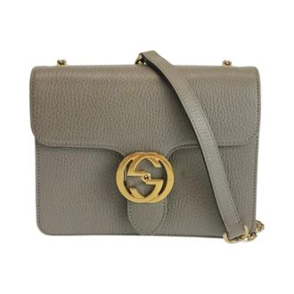Gucci Pre-owned Interlocking G Leather Chain Shoulder Bag - - Pre-owned - Donna - Grigio - ONE SIZE