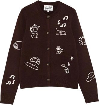 MC2 Saint Barth Sierra Cardigan - Dames - Vesten - Bruin - M - Wol - Truien & Vesten