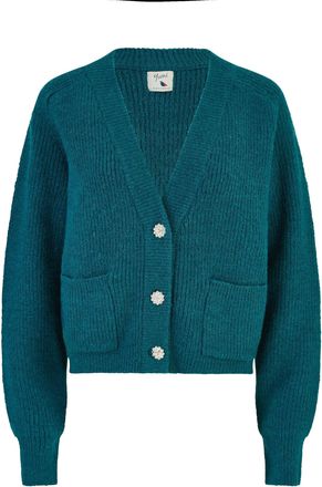 Yumi Green Daisy Button Knitted Relaxed Fit Cardigan M/L Green