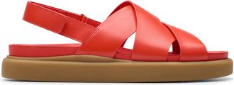 Clarks Womens Aristella Sun Sandal, Bright Red Lea, 6.5 UK