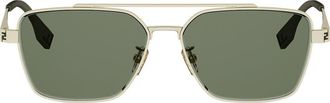 Fendi Sky 57mm Rectangular Sunglasses in Gold /Green at Nordstrom