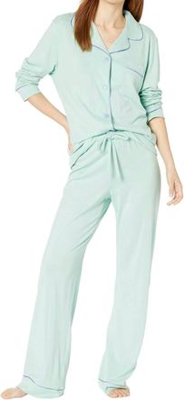 Cosabella Long Sleeve Top Pants Pajama Set In Dusty Basil