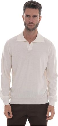 Gran Sasso Polo Shirt Lange Mouwen - Heren - Polos - Wit - S - Wol - Tops