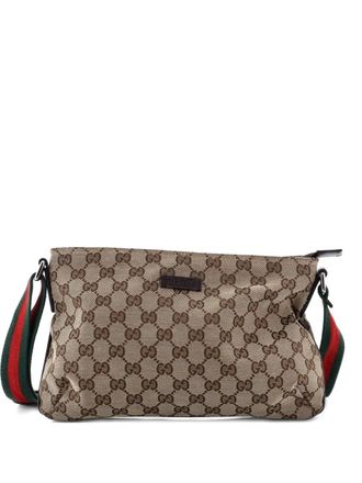 Gucci Web Strap Messenger Bag GG Canvas Small crossbody bag - Marrone