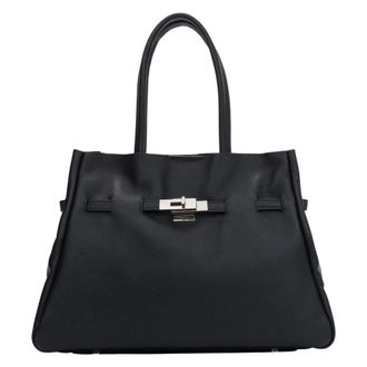 Estro & Luminara Tassen, Dames, Zwart, ONE Size, Leer, Satchel Geschikt voor A4