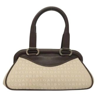 Bulgari Tweedehands Canvas handtassen - Dames - Pre-owned - Beige - Maat: ONE Size Leer