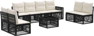 vidaXL Conjunto De Sof&aacute;s De Jard&iacute;n 9 Uds. Negro Y Blanco Crema Vidaxl