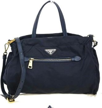 Prada Pre-owned Handbags, female, Blue, Size: ONE SIZE Pre-owned Nylon Handbag