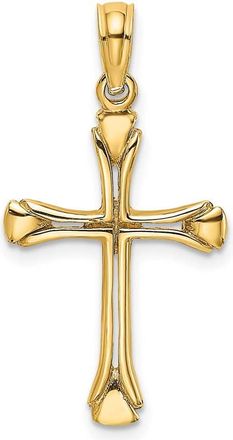 Diamond2Deal 14k Yellow Gold Polished Beveled Cut-out Cross Pendant