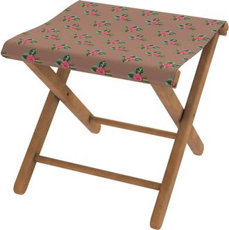 Vent de Boh&egrave;me Taburete plegable de haya y tela floral moca