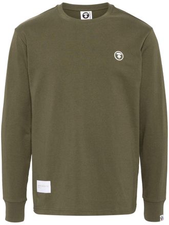 Aape By A Bathing Ape Moonface logo long sleeve T-shirt - men - Cotton - L - Green