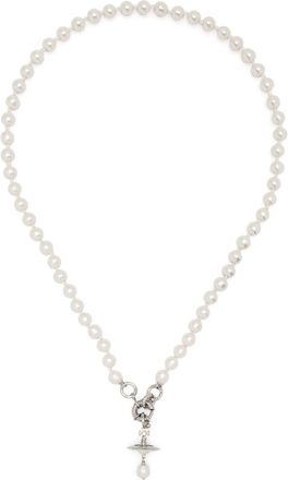 Vivienne Westwood Aleksa Orb pearl necklace - unisex - Pearl/Brass - OS - Silver