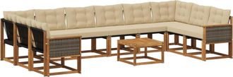 vidaXL Conjunto De Sof&aacute;s De Exterior 11 Uds. Natural Y Beige Vidaxl