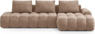 Cosmopolitan Design Sof&aacute; cama esquinero derecho con ba&uacute;l 3 plazas terciopelo beige oscuro