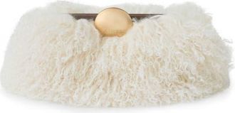 Aim&eacute;e Full Circle Faux Shearling Clutch in Natural Mongolian Shearling at Nordstrom