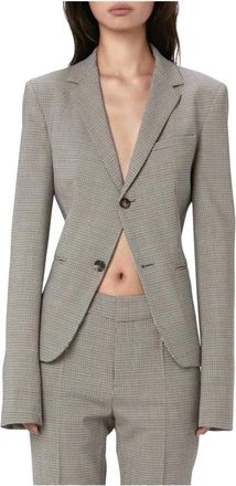J.W.Anderson Grijs Getailleerde Single-Breasted Blazer - Dames - Blazers - Grijs - XS - Leer - Jassen