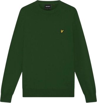 Lyle & Scott Katoenen Merinowol Ronde Hals Trui - Heren - Ronde hals truien - Groen - S - Katoen - Truien & Vesten