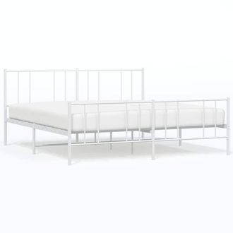 Berkfield Home Metal Bed Frame with Headboard & Footboard White 183x213 cm