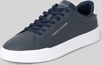 Tommy Hilfiger Low Top Sneaker aus Leder-Mix in Dunkelblau, Größe 40