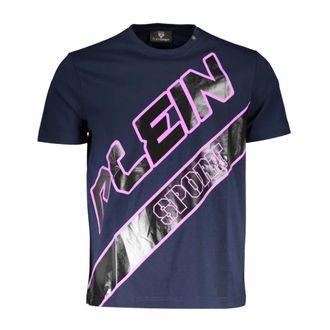 Plein Sport Training T-Shirts, male, Blue, Size: L Tips111 T-Shirt