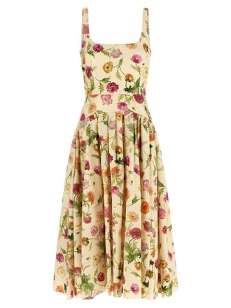 Carolina Herrera Beige Cotton Midi Womens Dress