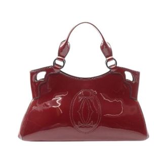 Cartier Pre-owned Handbags, female, Red, Size: ONE SIZE Pre-owned Marcello SM Patent Leather Handbag