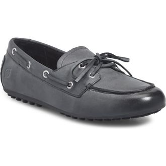 B&oslash;rn Faye Boat Shoe in Black Leather at Nordstrom Rack, Size 6.5