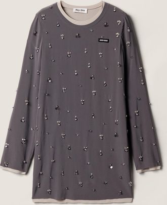 Miu Miu Embroidered stretch georgette dress