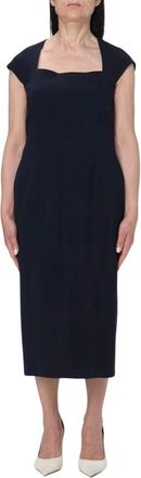 Max Mara Midi Dresses, female, Blue, XL, Square Neck Sheath Dress