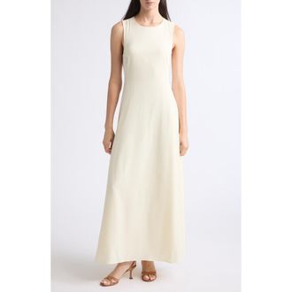 Emporio Armani Cady Scoop Neck Midi Dress in Ivory at Nordstrom, Size 40