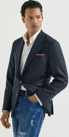 Brunello Cucinelli Moulin&eacute; virgin wool twill deconstructed Cavallo blazer with metal buttons in Navy Blue at Nordstrom, Size 44