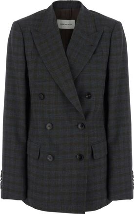 Dries Van Noten Grey Checks Peaked Lapel Blazer