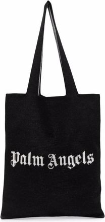 Palm Angels Knit Shopper Logo Tote Bag - Dames - Shoppers - Zwart - ONE Size - Wol - Tassen