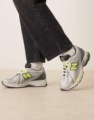 New Balance 1906 - Sneakers unisex argento metallizzato e giallo fluo